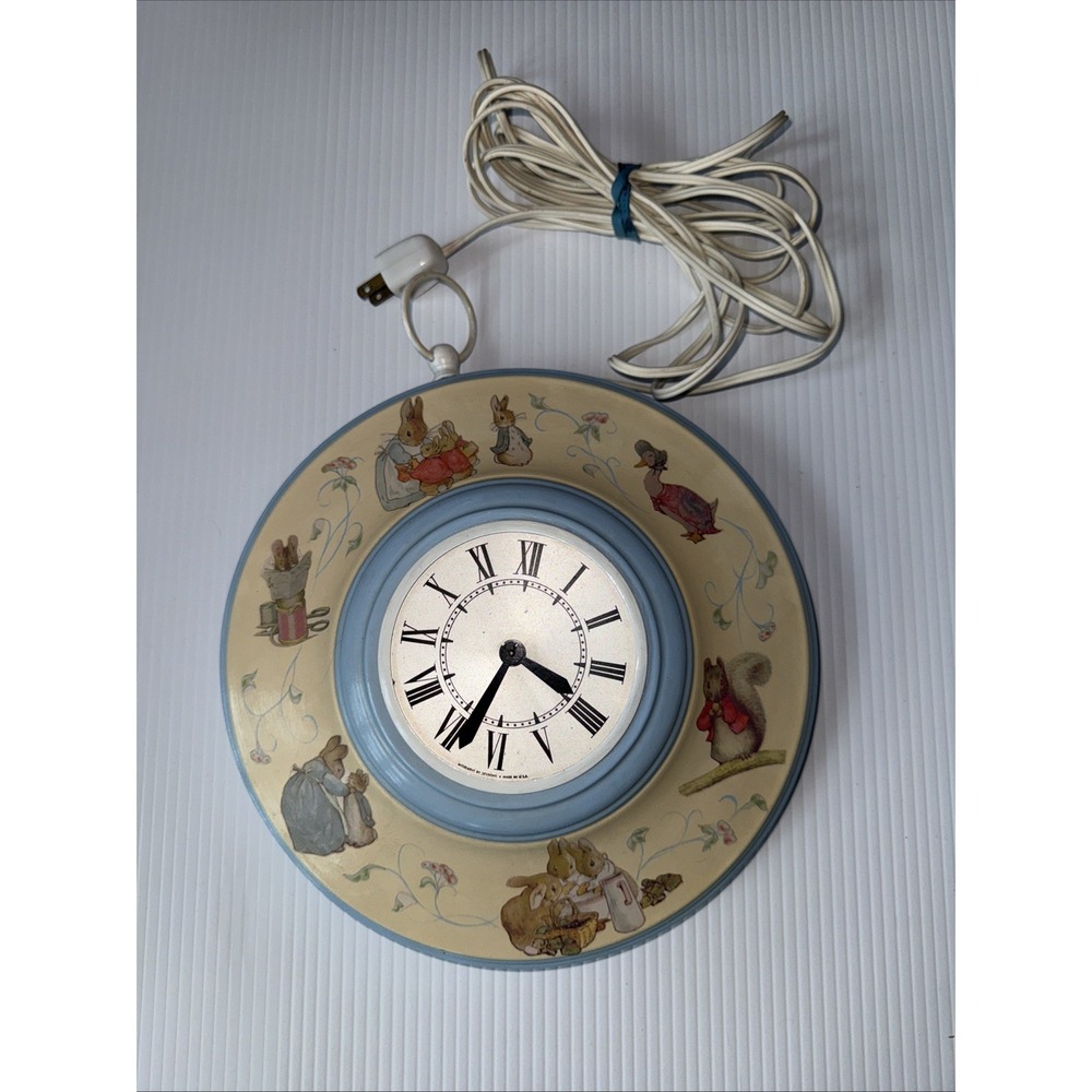 vintage Wedgwood Beatrix Potter Peter Rabbit wall clock Movement By Sessions USA